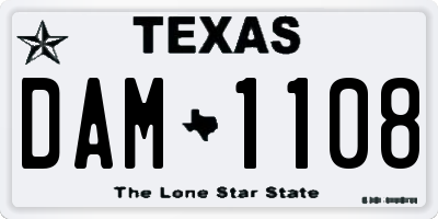 TX license plate DAM1108