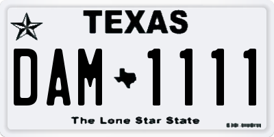 TX license plate DAM1111