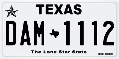 TX license plate DAM1112