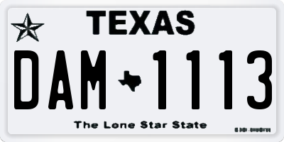 TX license plate DAM1113