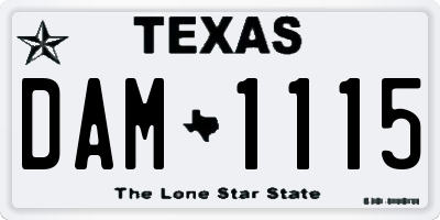 TX license plate DAM1115