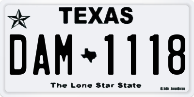 TX license plate DAM1118