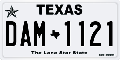 TX license plate DAM1121