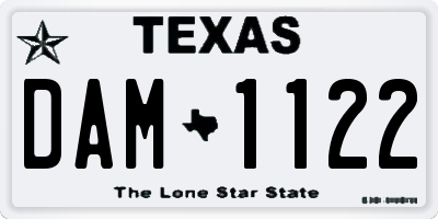 TX license plate DAM1122
