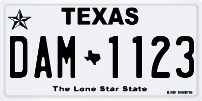 TX license plate DAM1123