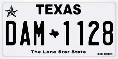 TX license plate DAM1128