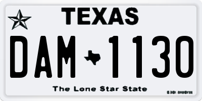 TX license plate DAM1130