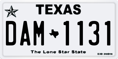 TX license plate DAM1131