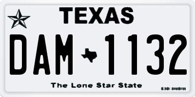 TX license plate DAM1132