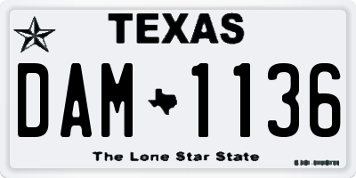 TX license plate DAM1136