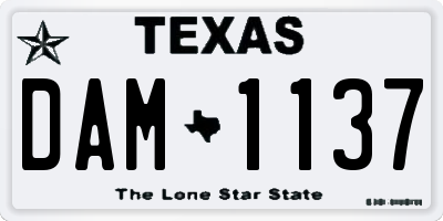 TX license plate DAM1137