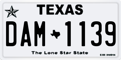 TX license plate DAM1139