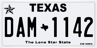 TX license plate DAM1142