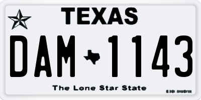 TX license plate DAM1143