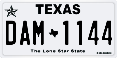 TX license plate DAM1144