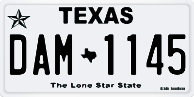 TX license plate DAM1145