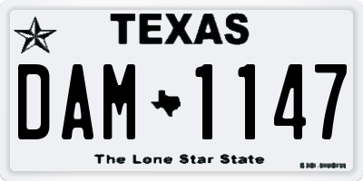 TX license plate DAM1147