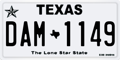 TX license plate DAM1149