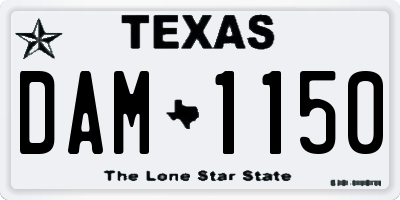 TX license plate DAM1150