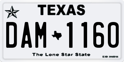 TX license plate DAM1160