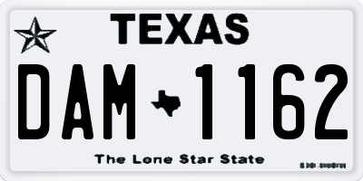 TX license plate DAM1162