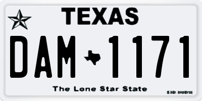 TX license plate DAM1171