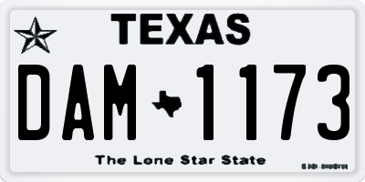 TX license plate DAM1173
