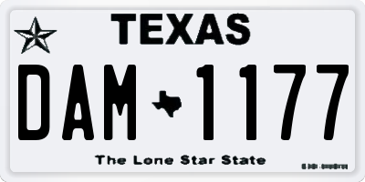 TX license plate DAM1177