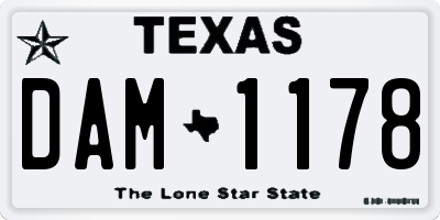 TX license plate DAM1178