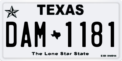 TX license plate DAM1181