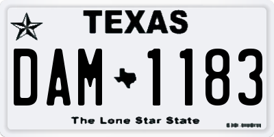 TX license plate DAM1183