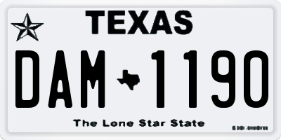 TX license plate DAM1190