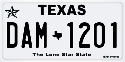 TX license plate DAM1201