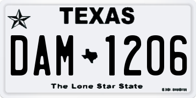 TX license plate DAM1206