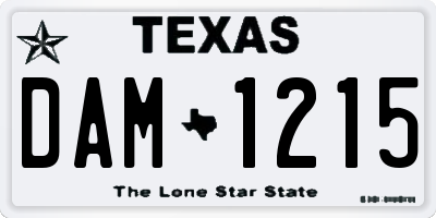 TX license plate DAM1215
