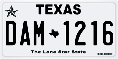 TX license plate DAM1216