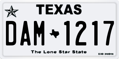 TX license plate DAM1217