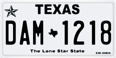 TX license plate DAM1218