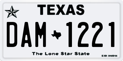 TX license plate DAM1221