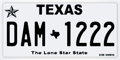TX license plate DAM1222