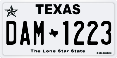 TX license plate DAM1223
