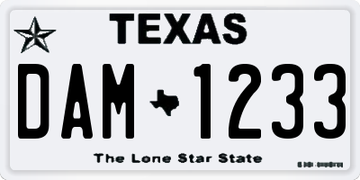 TX license plate DAM1233