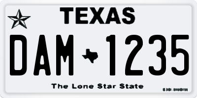 TX license plate DAM1235