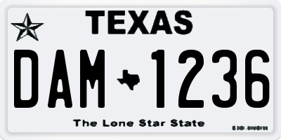 TX license plate DAM1236
