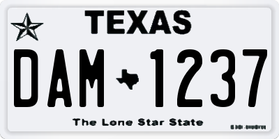 TX license plate DAM1237