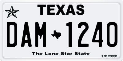 TX license plate DAM1240