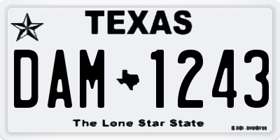 TX license plate DAM1243