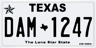 TX license plate DAM1247