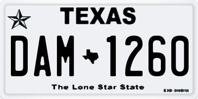 TX license plate DAM1260
