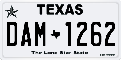 TX license plate DAM1262